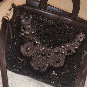 Nicole Lee brown pocketbook with strap